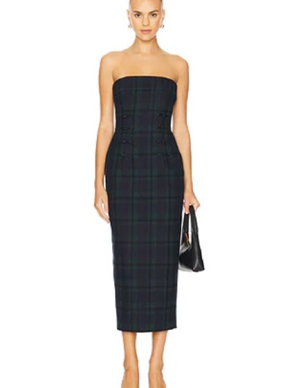 SAU LEE Wynn Dress in Green Tartan